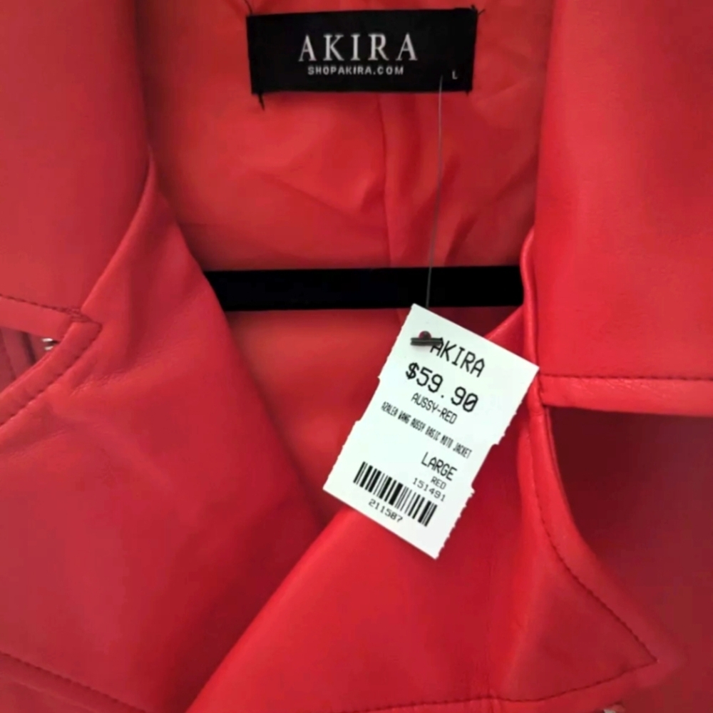 Akira red moto jacket women's sz Lg